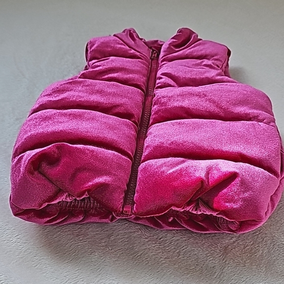 GYMBOREE | Hot Pink Zippered Velvet/Velour Puffer Vest, NWOT! - Picture 3 of 7